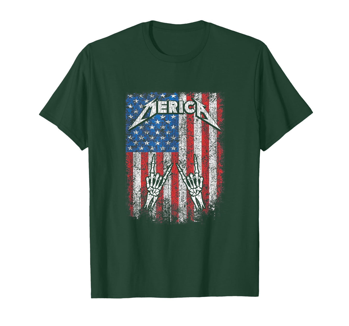 Rock Sign Heavy Metal 4th of July Us Flag Merica For Men T-Shirt