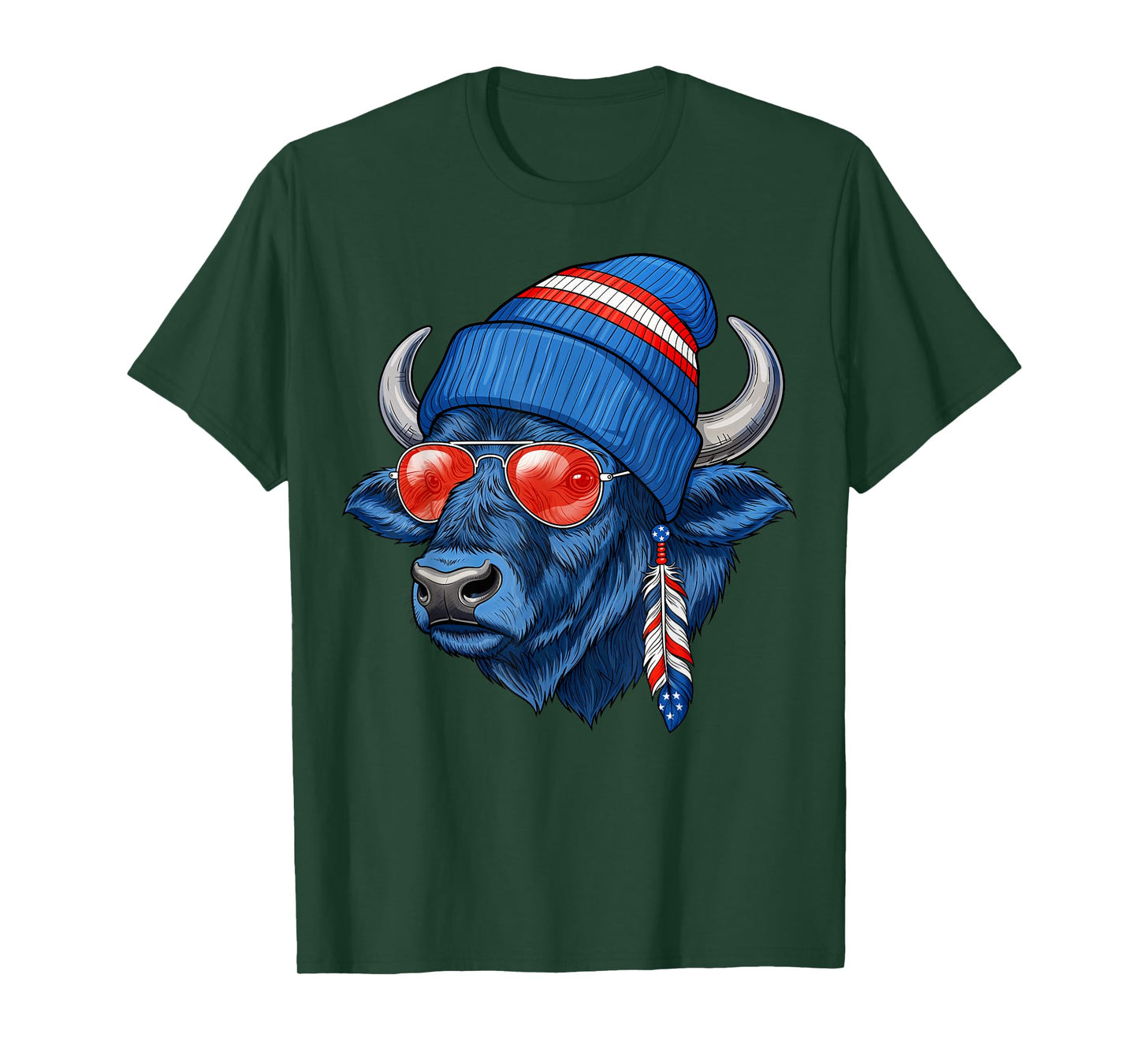 Cool Buffalo Wearing a Beanie and Sunglasses for Men Women T-Shirt
