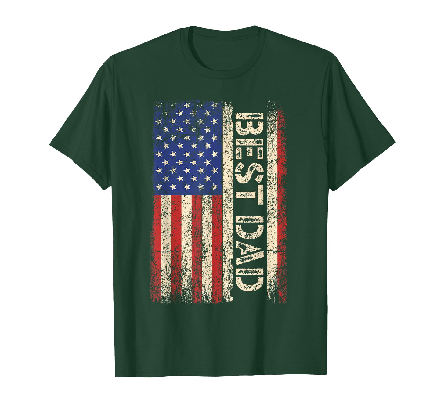 Best Dad Ever US American Flag Shirt Father's Day Men Tee T-Shirt