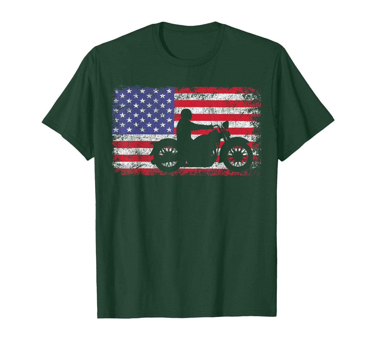 American Flag Biker Motorcycle T-Shirt T-Shirt
