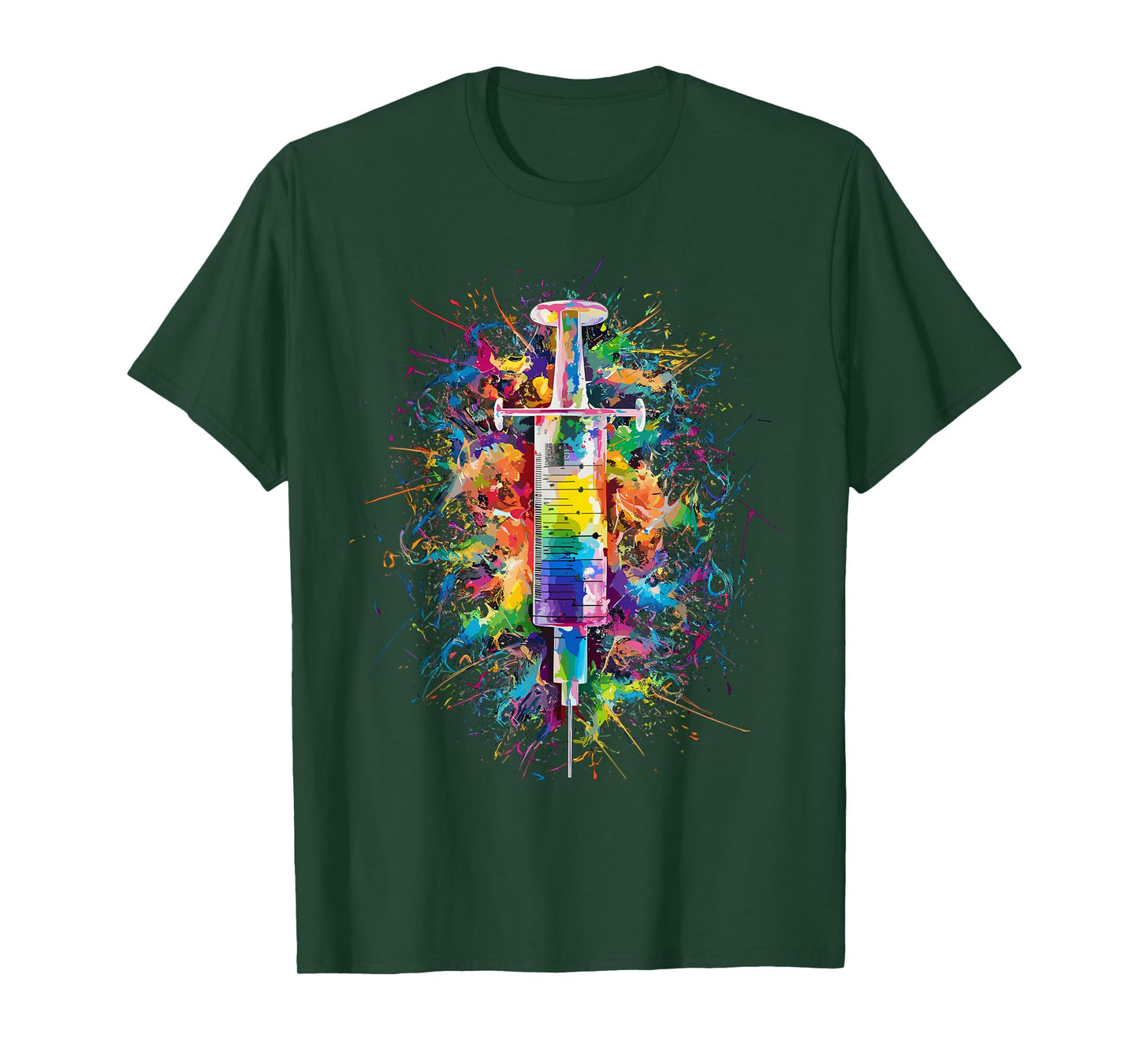 Colorful Paint Splash Syringe Art Graphic T-Shirt
