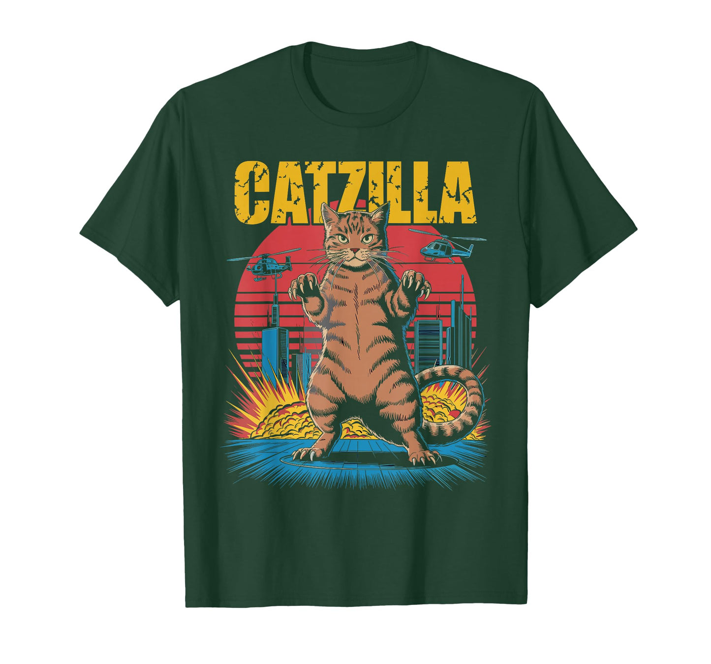 Catzilla Cat Funny Kitten Lover Japanese Art Men Women T-Shirt