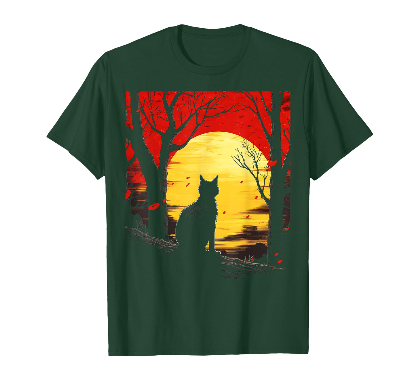 Cat Nature Moon Animal Art Graphic Motif Cat T-Shirt