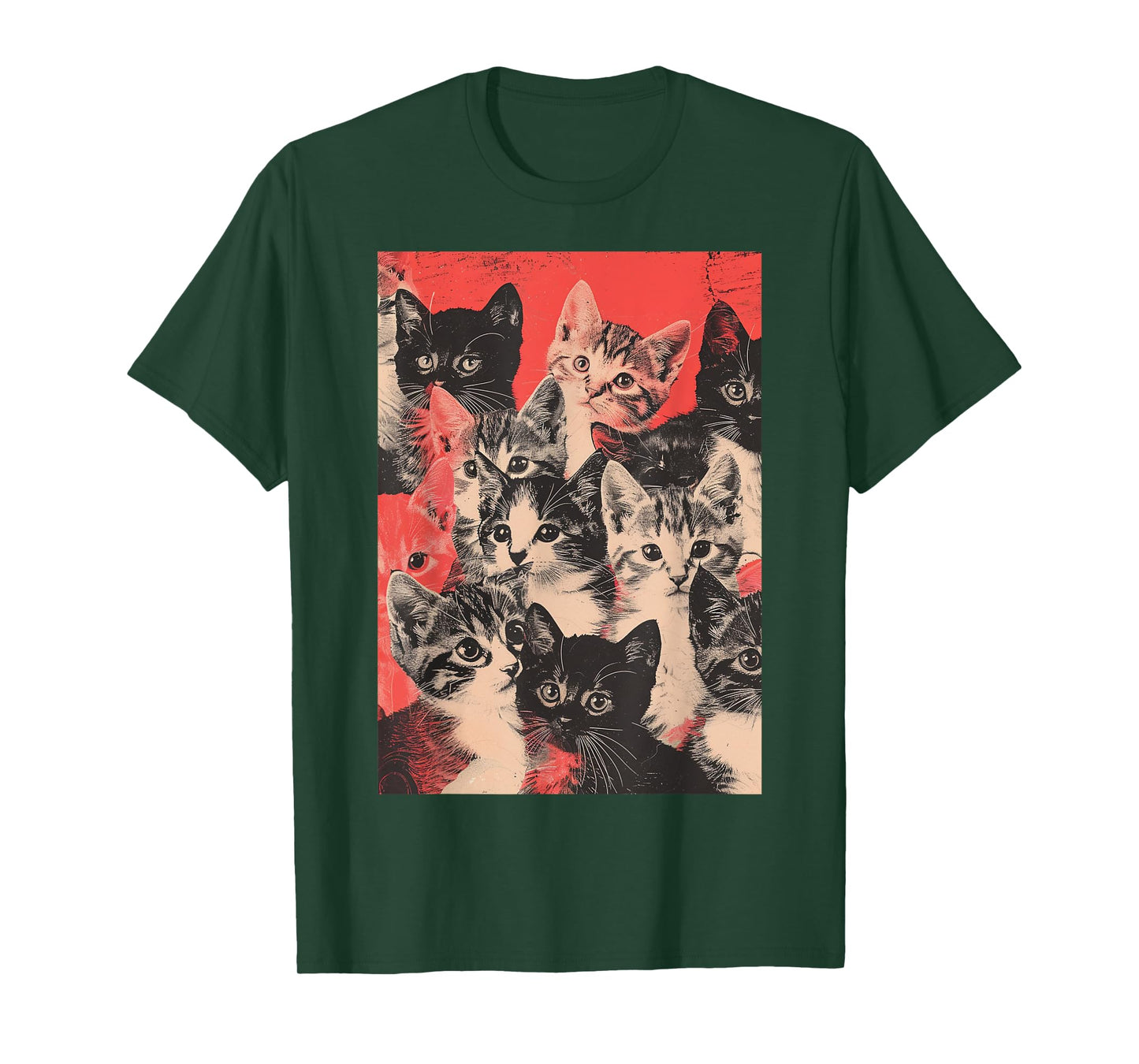 Vintage Graphic Cute Cat Pattern Art T-Shirt