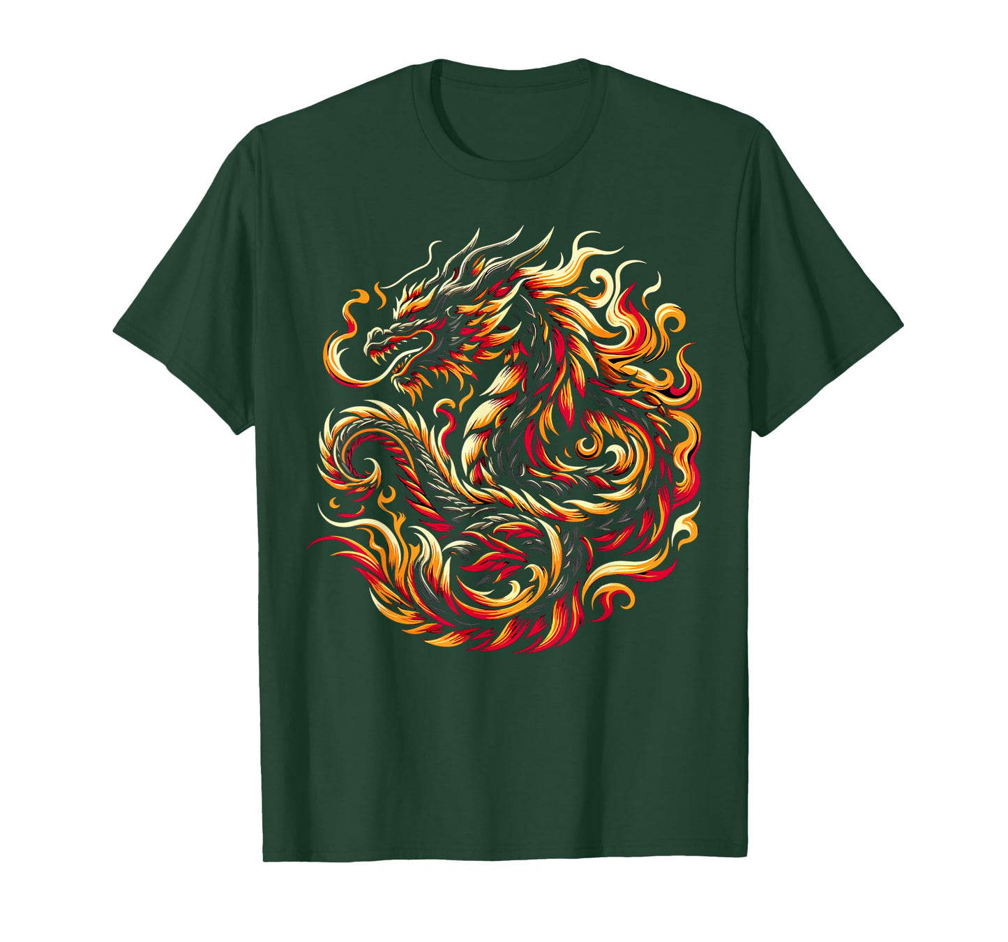 Chinese Dragon Zodiac Tribal Flames Fire Year Of The Dragon T-Shirt