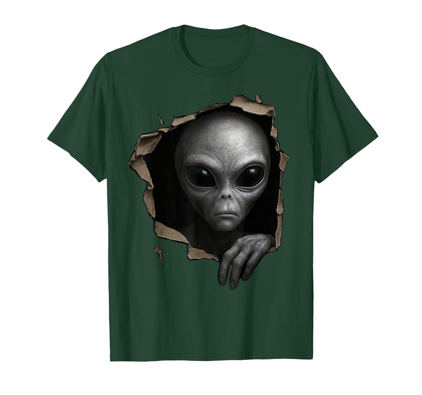 Alien Grey Torn Cloth Funny Extraterrestrial 3D Graphic T-Shirt