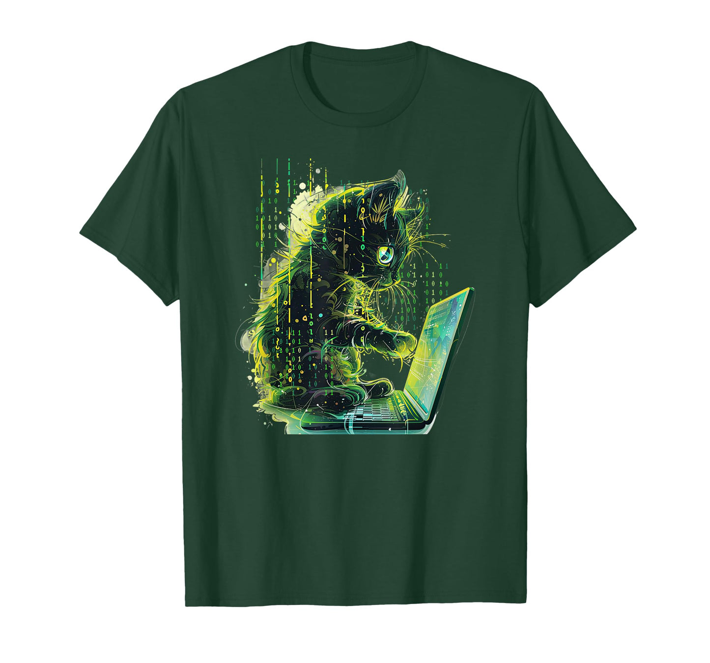 Cute Cat Programmer Computer Binary Programming T-Shirt