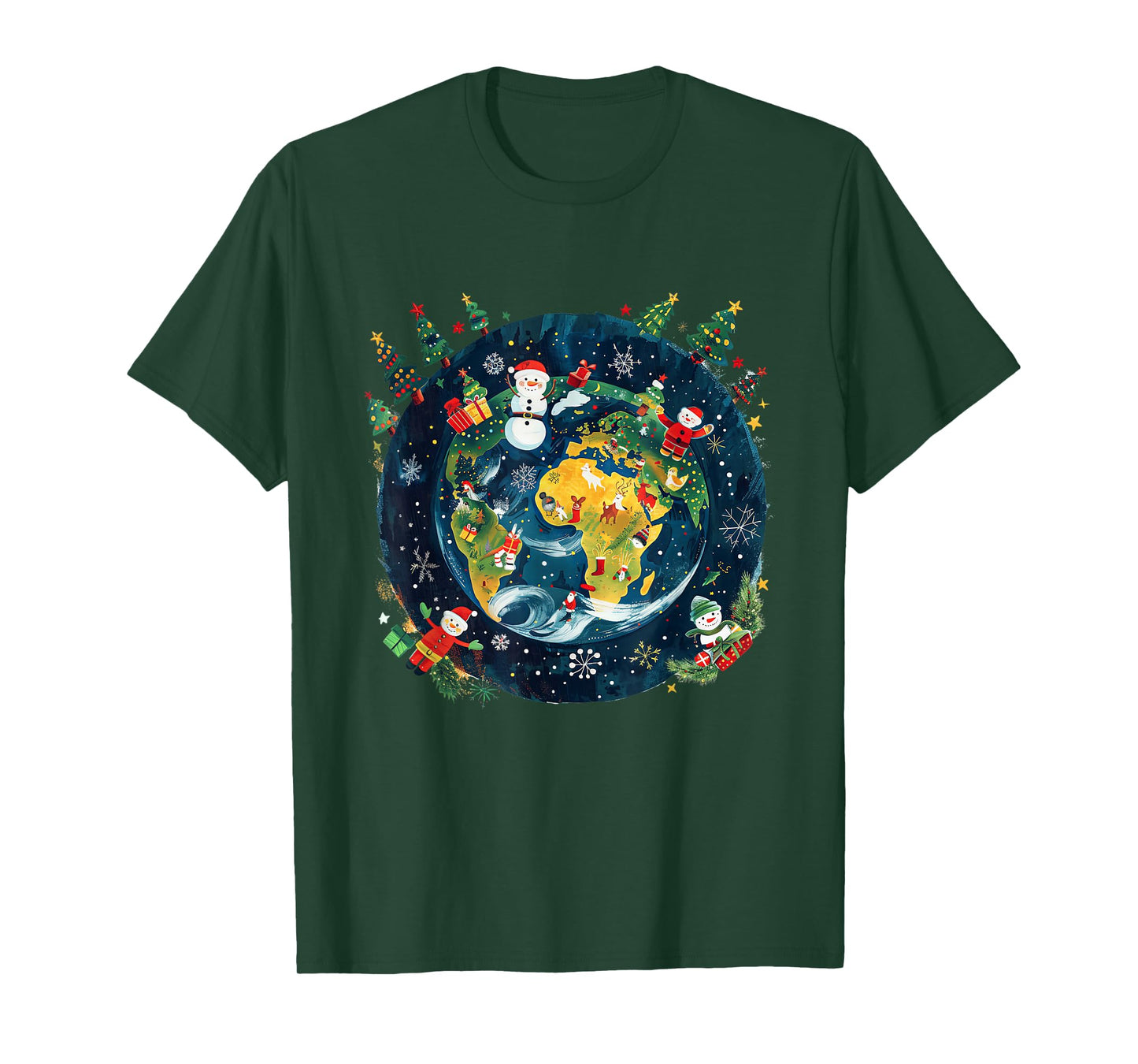 Christmas Around the World Festive Globe Design T-Shirt