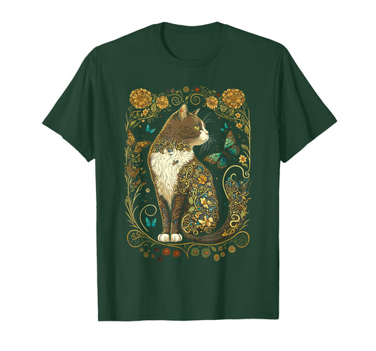 Cottagecore Cat Aesthetics Garden Nature Lover Women T-Shirt