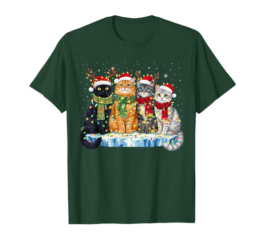 Cute Christmas Cats Funny Xmas Holiday Kitten Lover Graphic T-Shirt