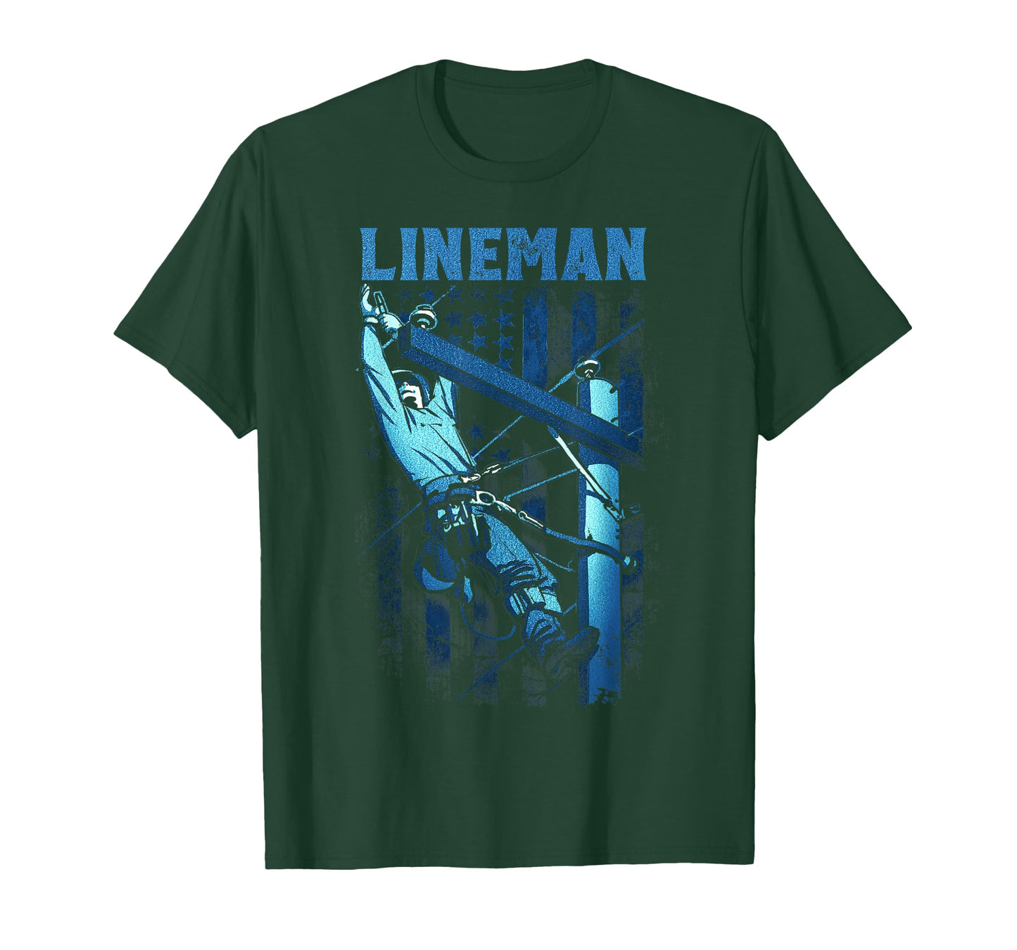 Lineman American Flag Electric Cable Lineman T-Shirt