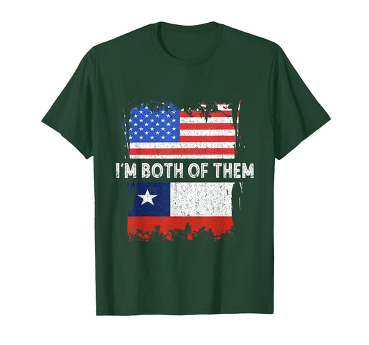 Chile Flag I'm Both Of Them USA America Chilean Roots T-Shirt