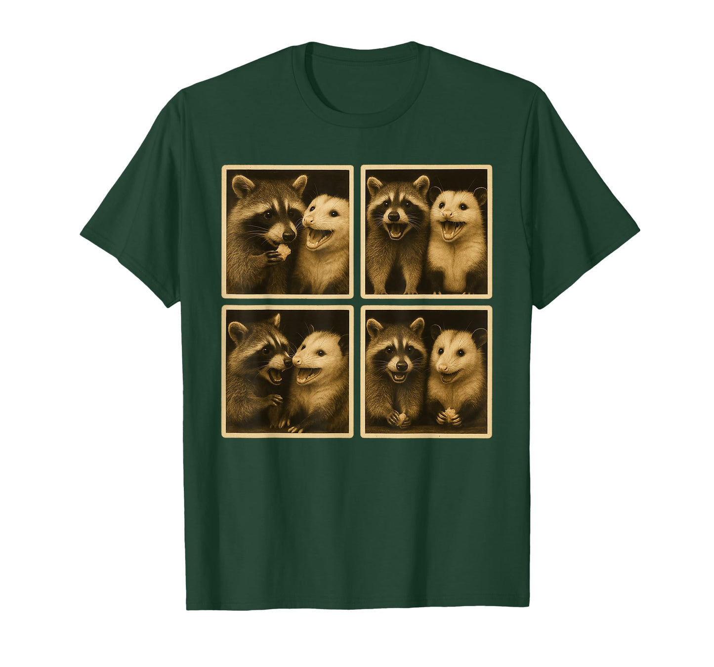 Funny Possum and Raccoon Photobooth Selfie Trash Feral Women T-Shirt