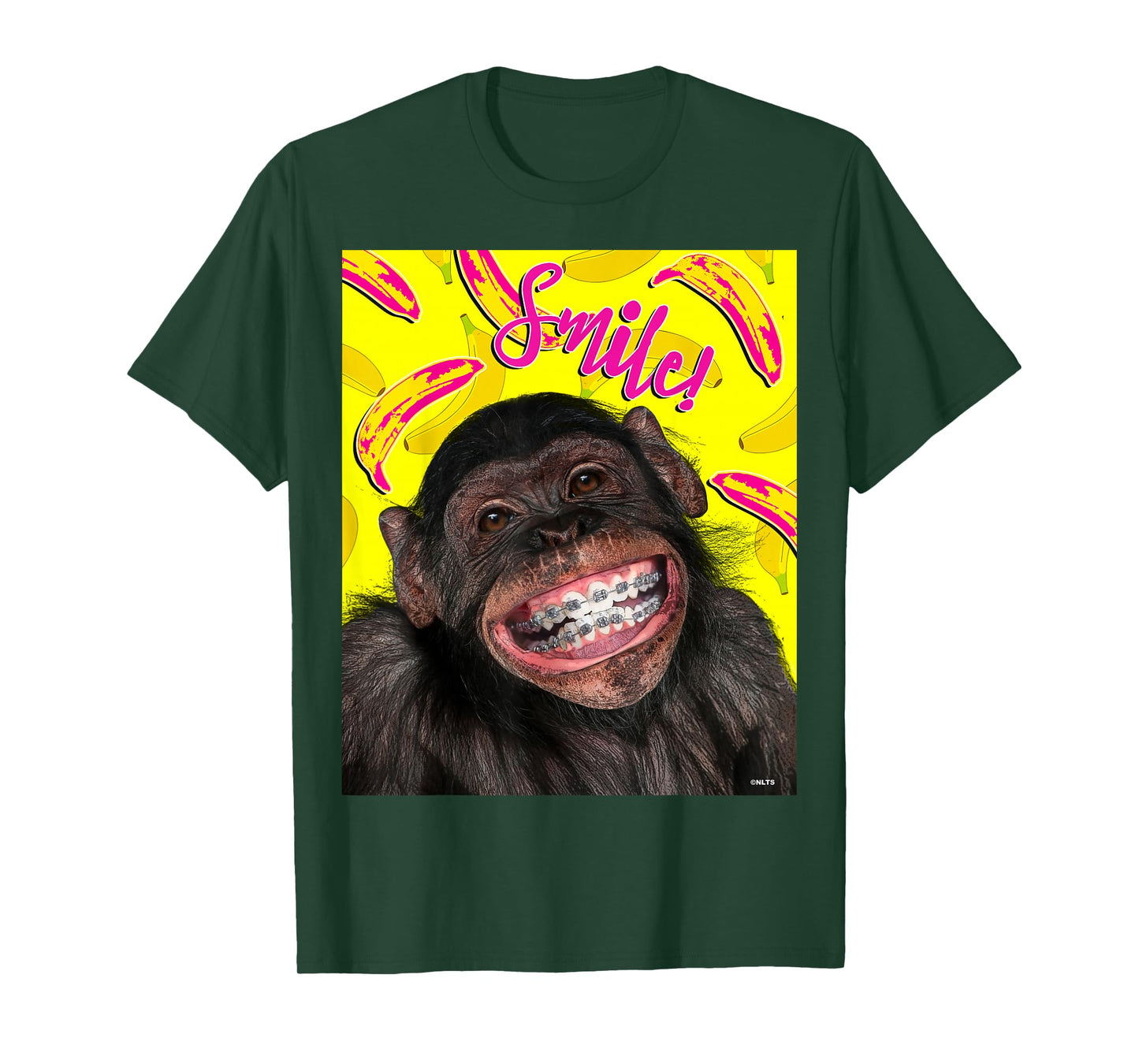 Smile! Smiling chimpanzee with braces Funny Humor T-Shirt