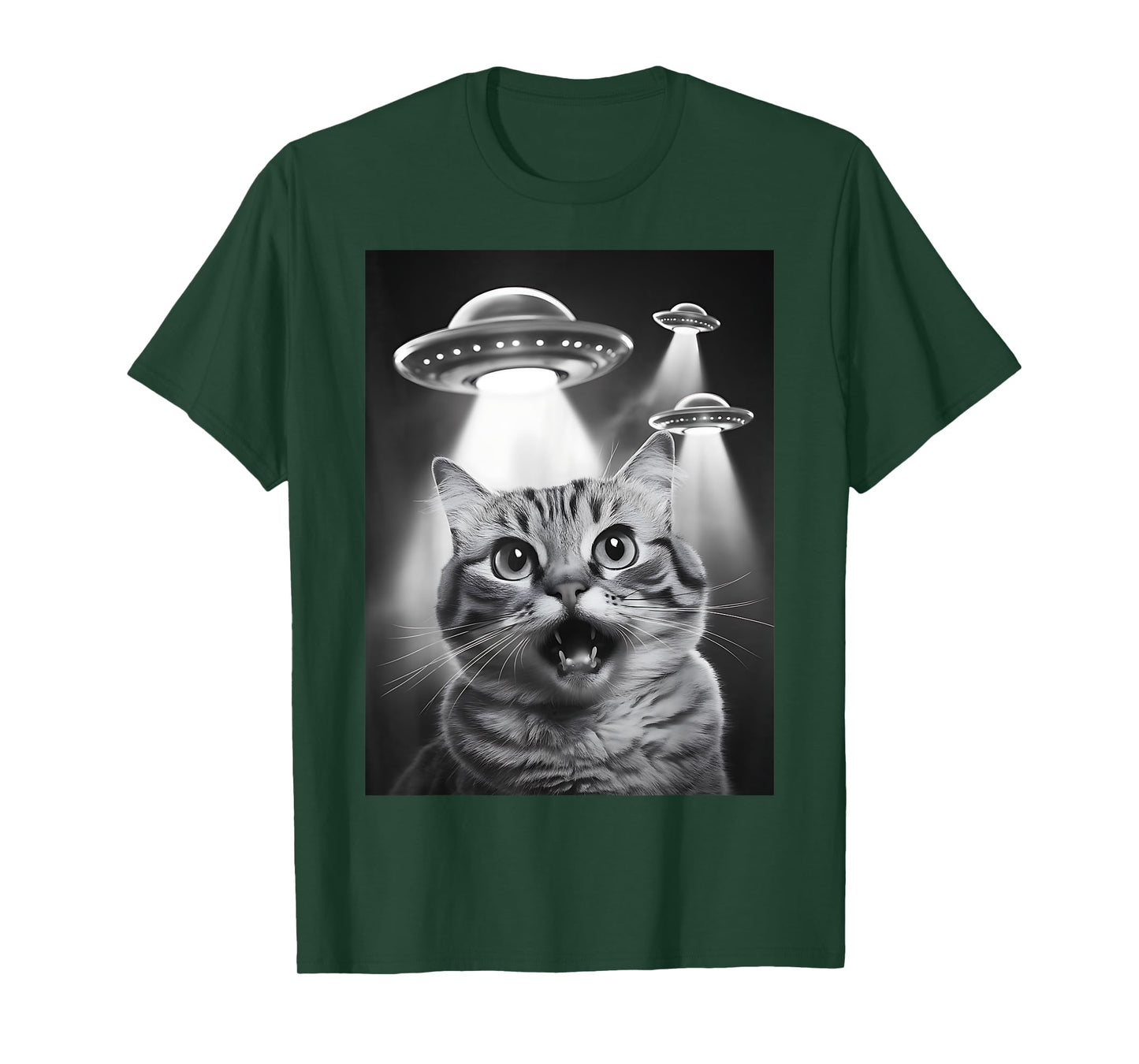 Alien UFO Funny Cat Selfie T-Shirt