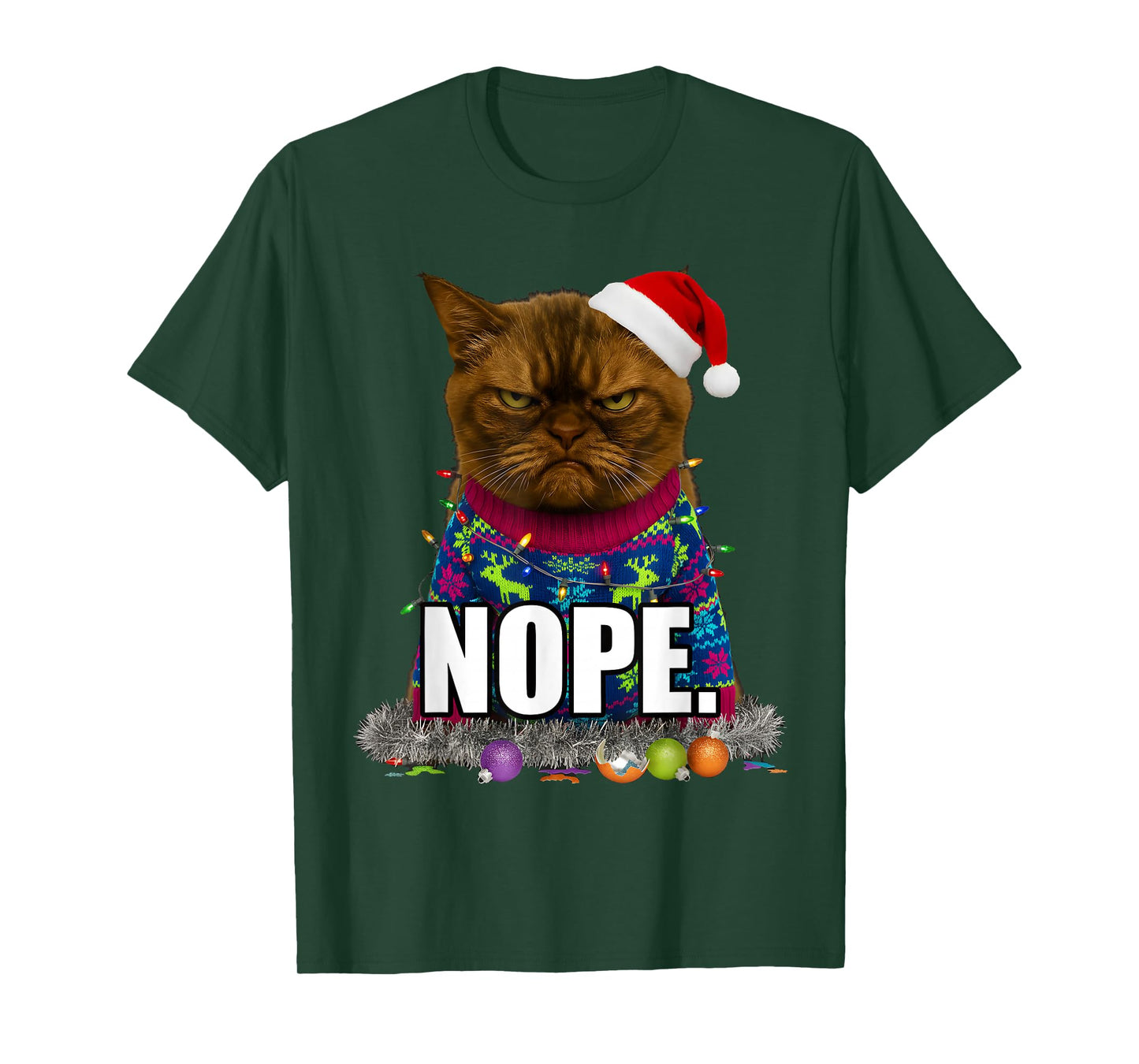 Ugly Christmas Cat Meme Grumpy Face Mood Disgusted T-Shirt