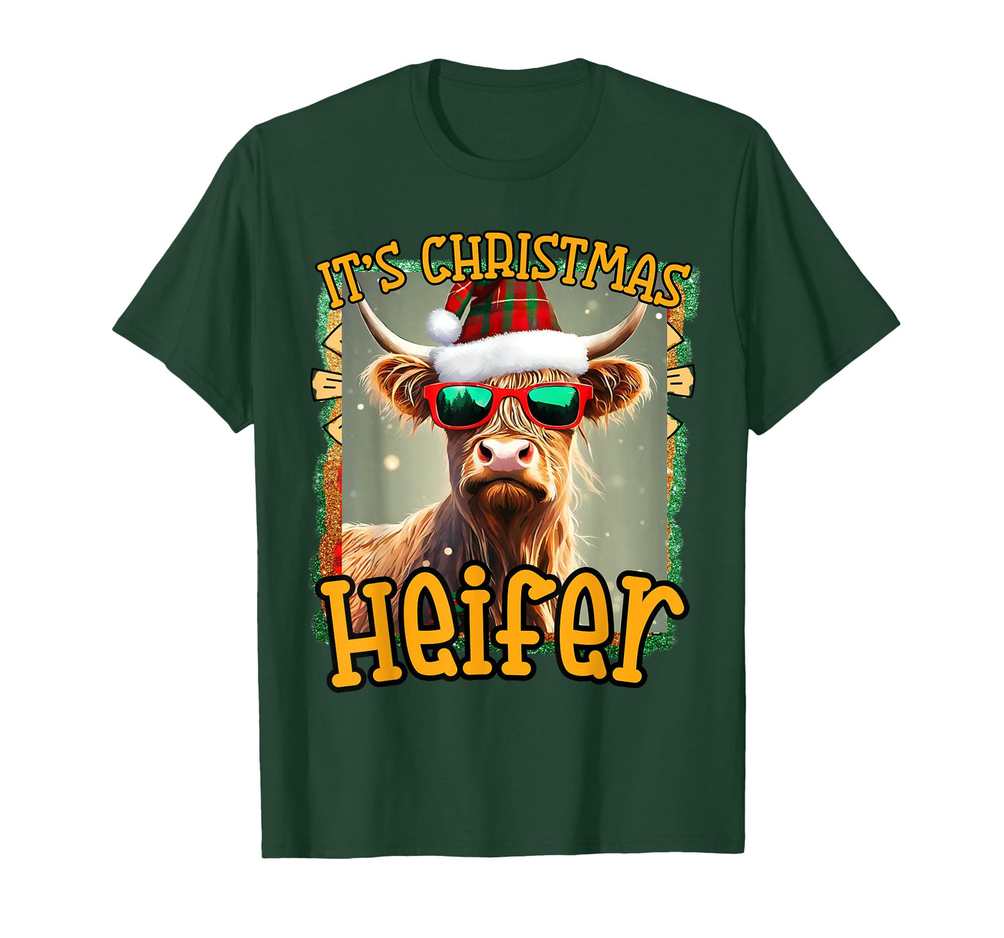 cute Christmas funny women heifer cow highland hyland cows T-Shirt