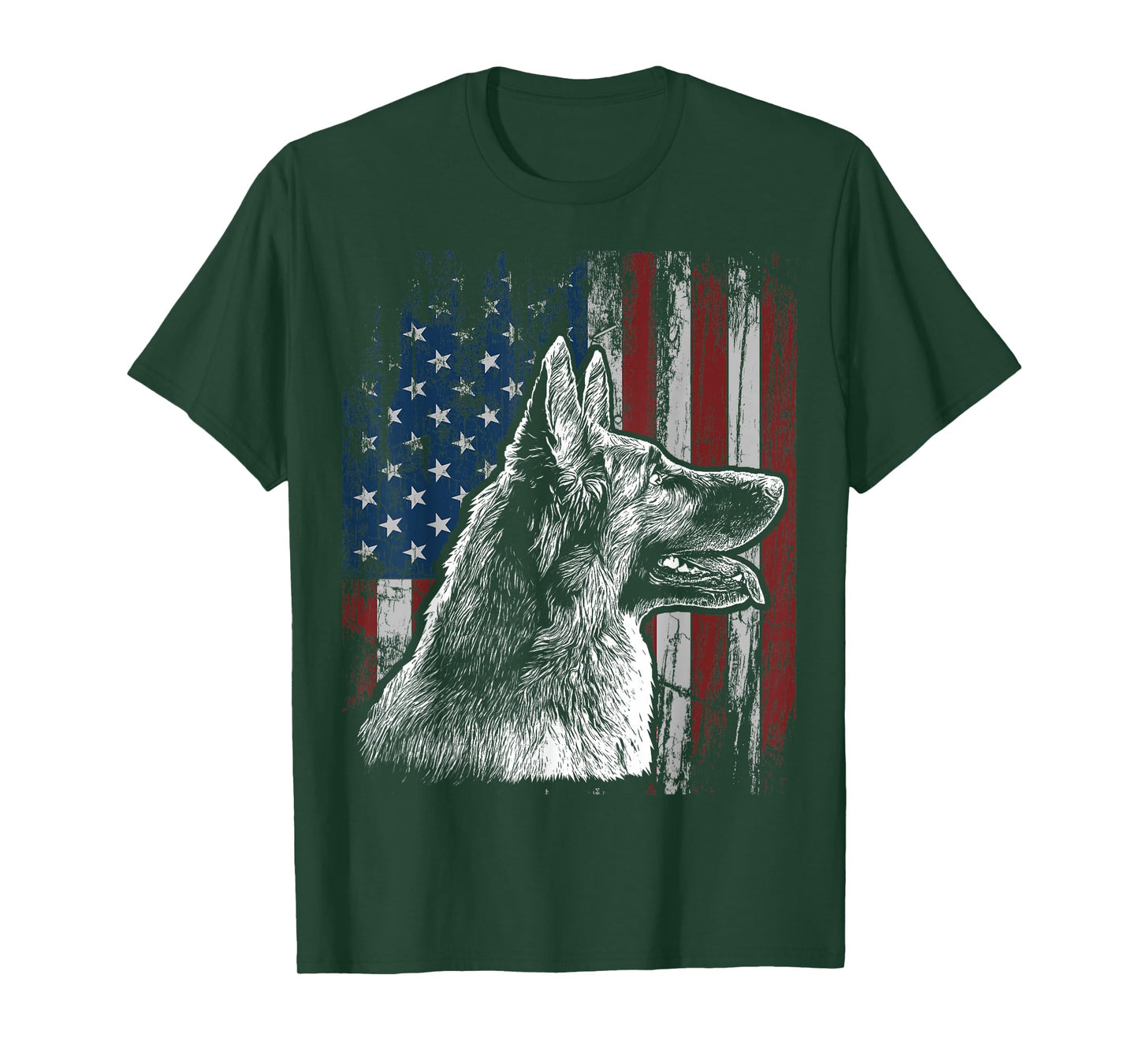 Patriotic German Shepherd American Flag Dog Gift Men Women T-Shirt