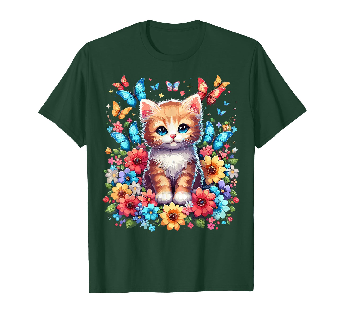 Kitten Cat Lover Flower Cut Cat T-Shirt
