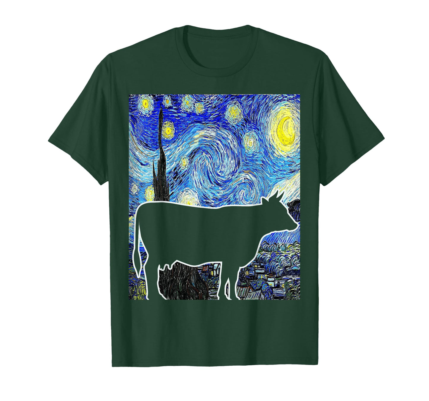 Cow Starry Night Van Gogh Funny Cow Farmer T-Shirt