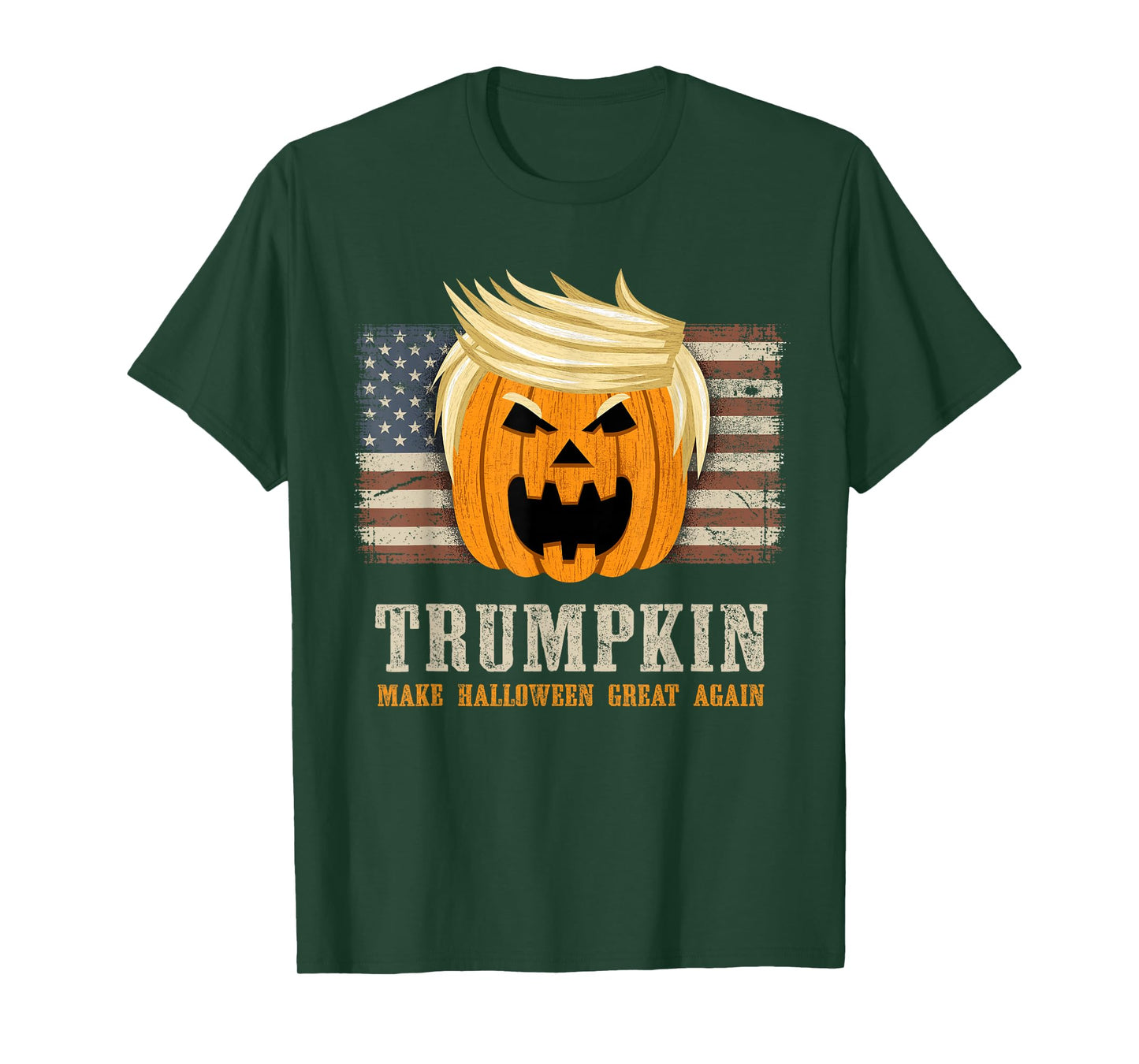Halloween Trumpkin Vintage US Flag Funny T-Shirt