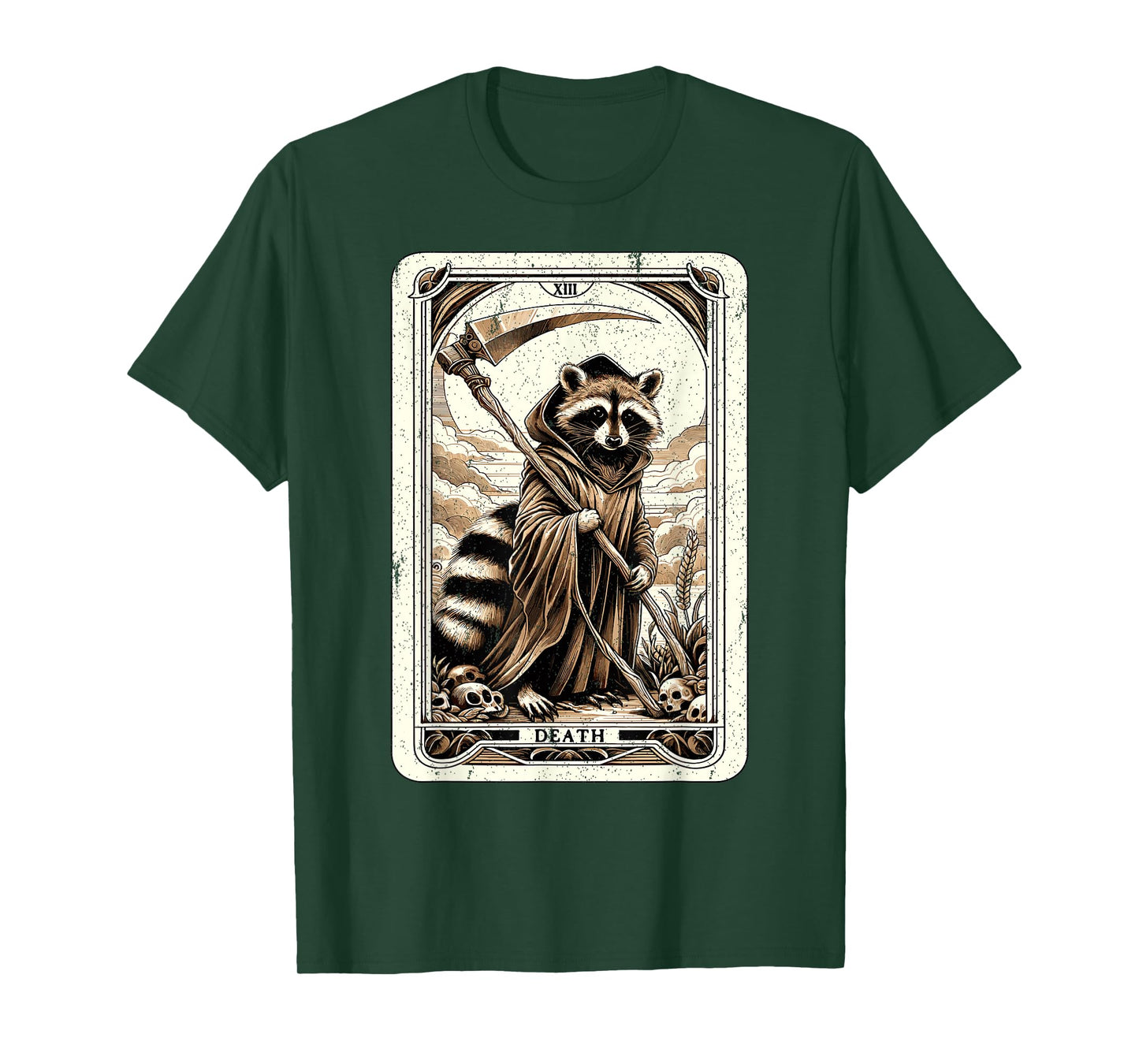 Raccoon Tarot Card Death Witchcraft Occult Raccoon T-Shirt, Small