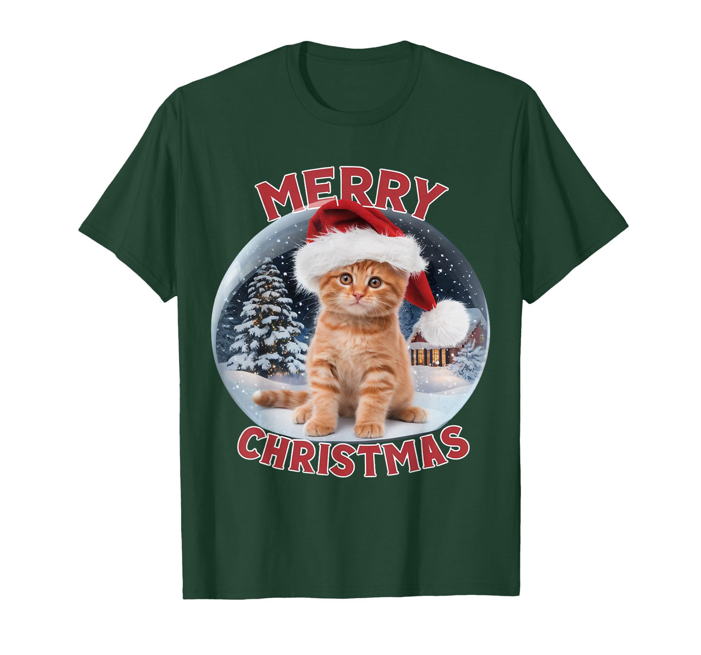Snow Globe Christmas Ginger Cat Orange T-Shirt