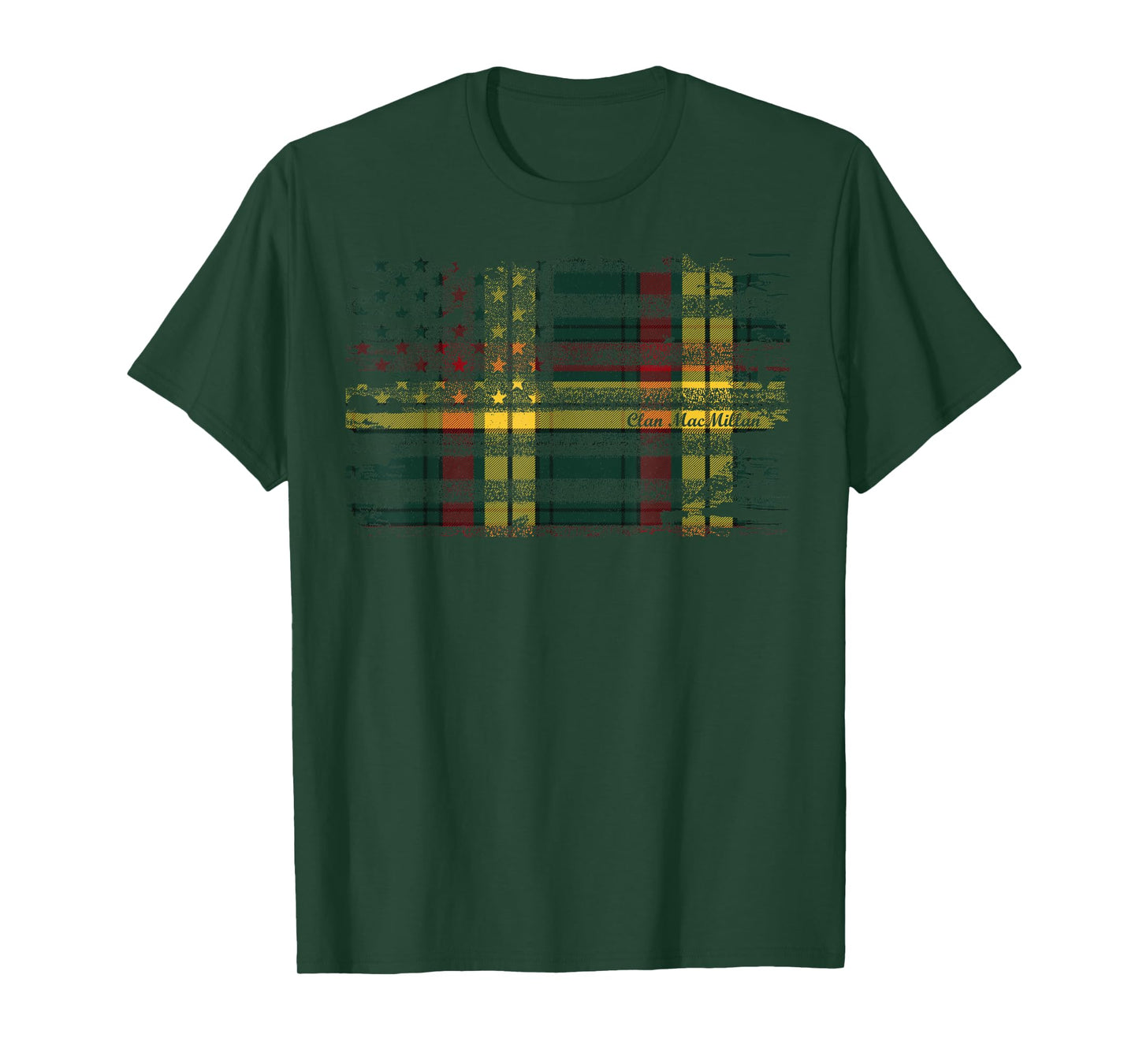 MacMillan surname american flag Scottish Clan tartan T-Shirt