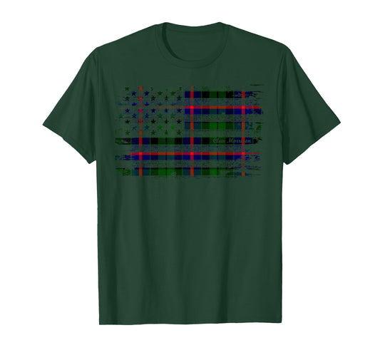 Morrison surname American Flag Scottish Clan Tartan Women Kids Men T-Shirt