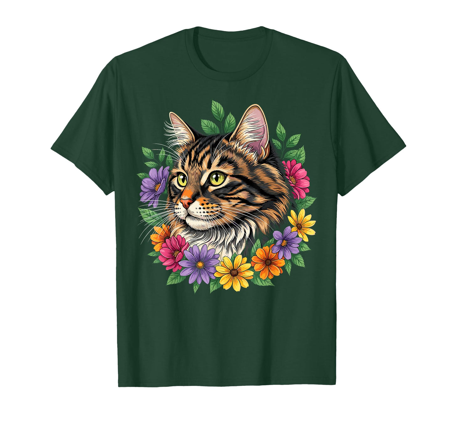 Cat Flower Floral T-Shirt