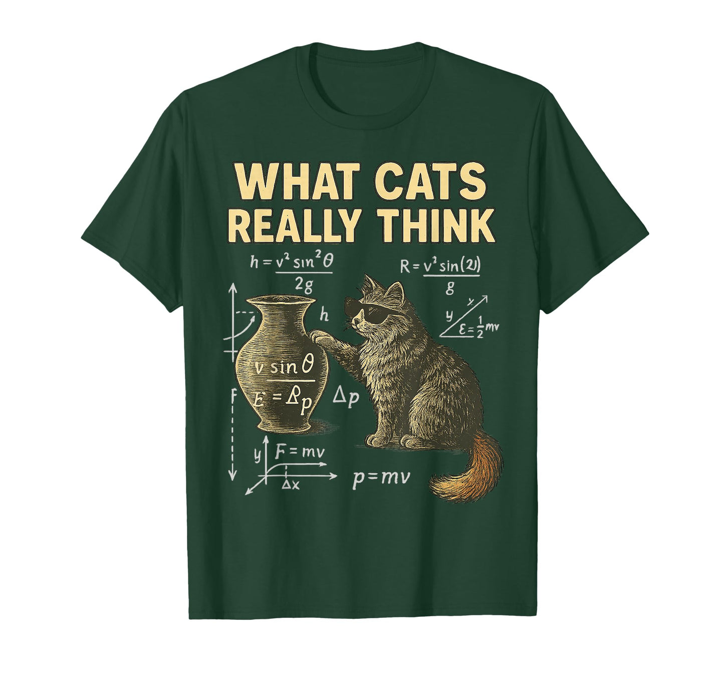 Funny Science Cat Physics What Cats Think Gift Men Women Kid T-Shirt