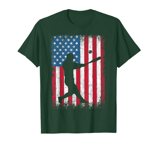 American Flag Vintage Baseball Flag T-Shirt Dad Mom Tee T-Shirt