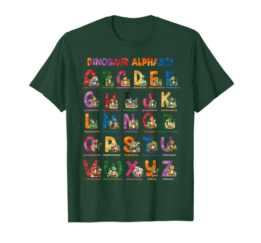 Cute Educational Dinosaur Alphabet ABC Baby Dino T-Shirt