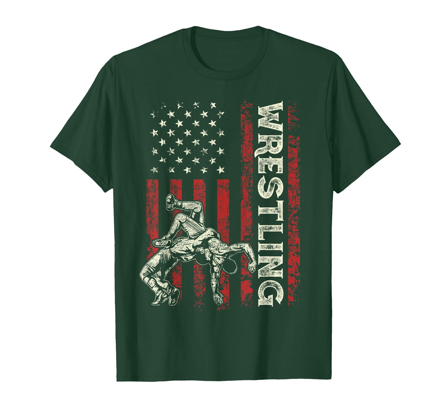 Wrestling US Flag Gifts Dad Wrestler Patriotic 4th Of July T-Shirt