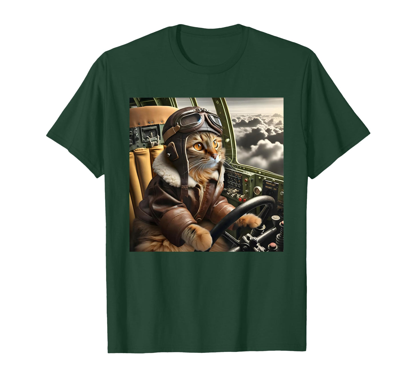Vintage Cat Pilot - Cat pilots a cool fighter plane. T-Shirt