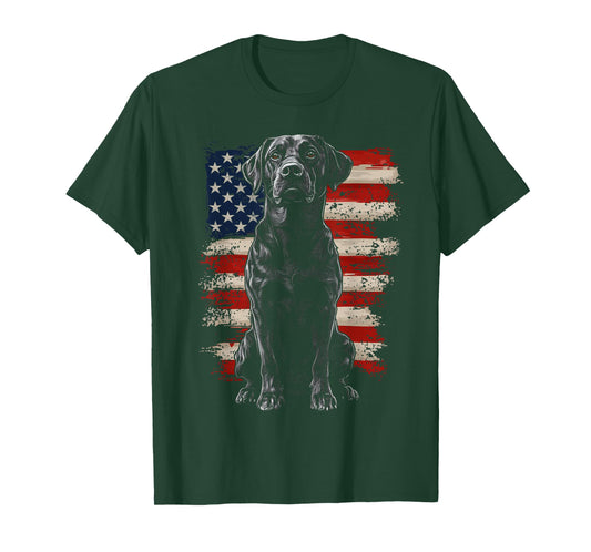 Patriotic Labrador American Flag 4th Of July Black Lab Dog Men Women Kids T-Shirt