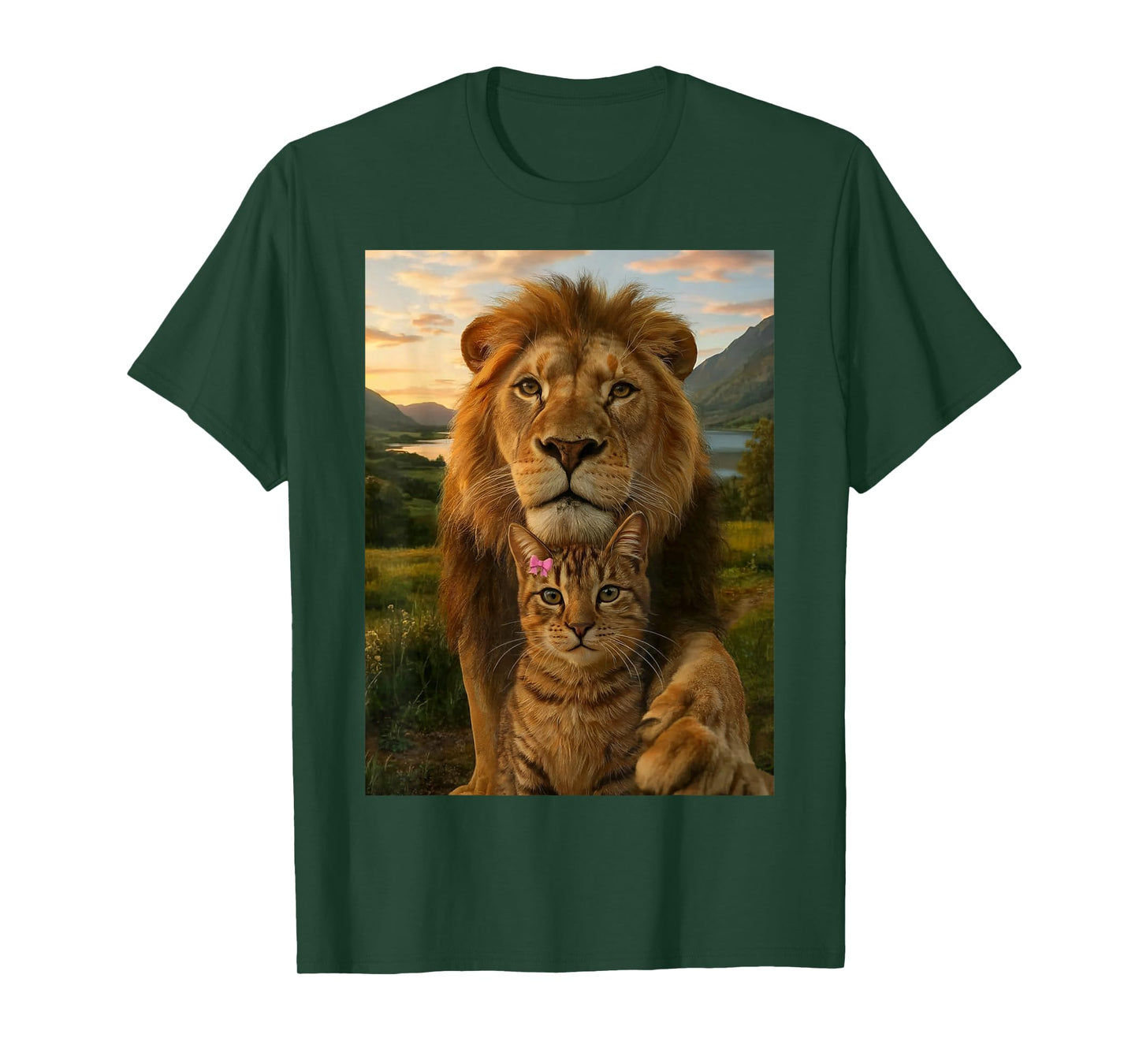 Funny Cat Selfie with Lion T-Shirt