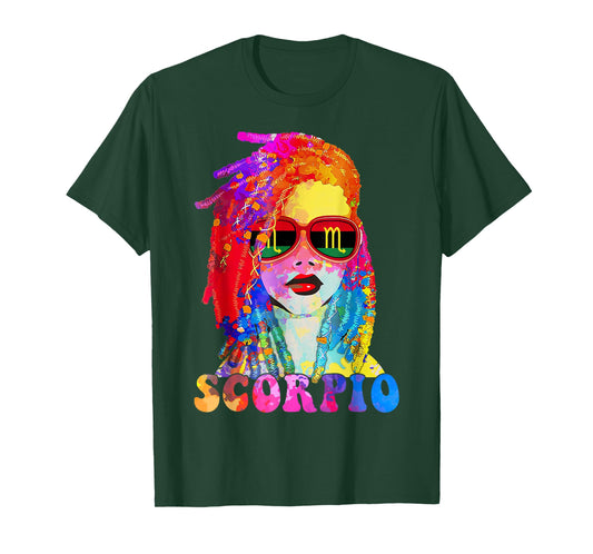 Scorpio Loc'd Woman Black Queen Art Zodiac Birthday T-Shirt