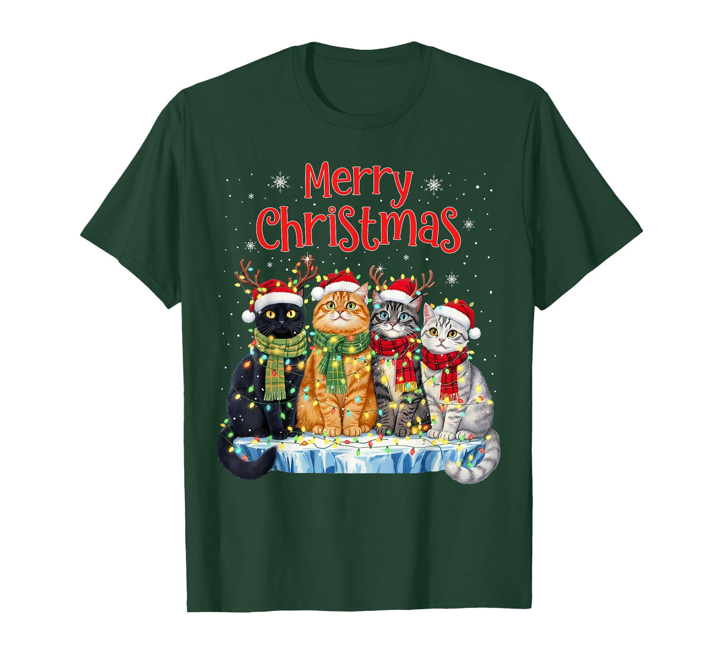 Cute Christmas Cats Funny Xmas Holiday Kitten Lover Graphic T-Shirt