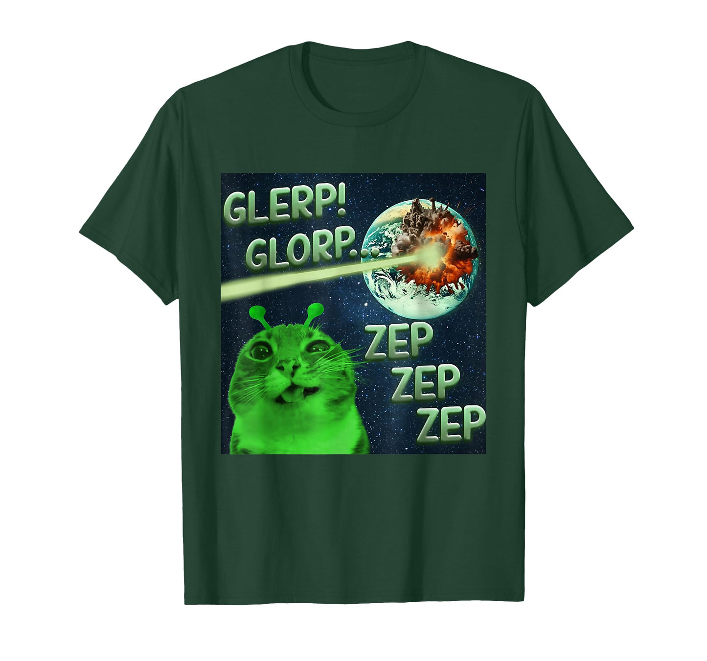 Glerp Glorp Funny Alien Cat Gen Z Alpha Kitten Meme T-Shirt
