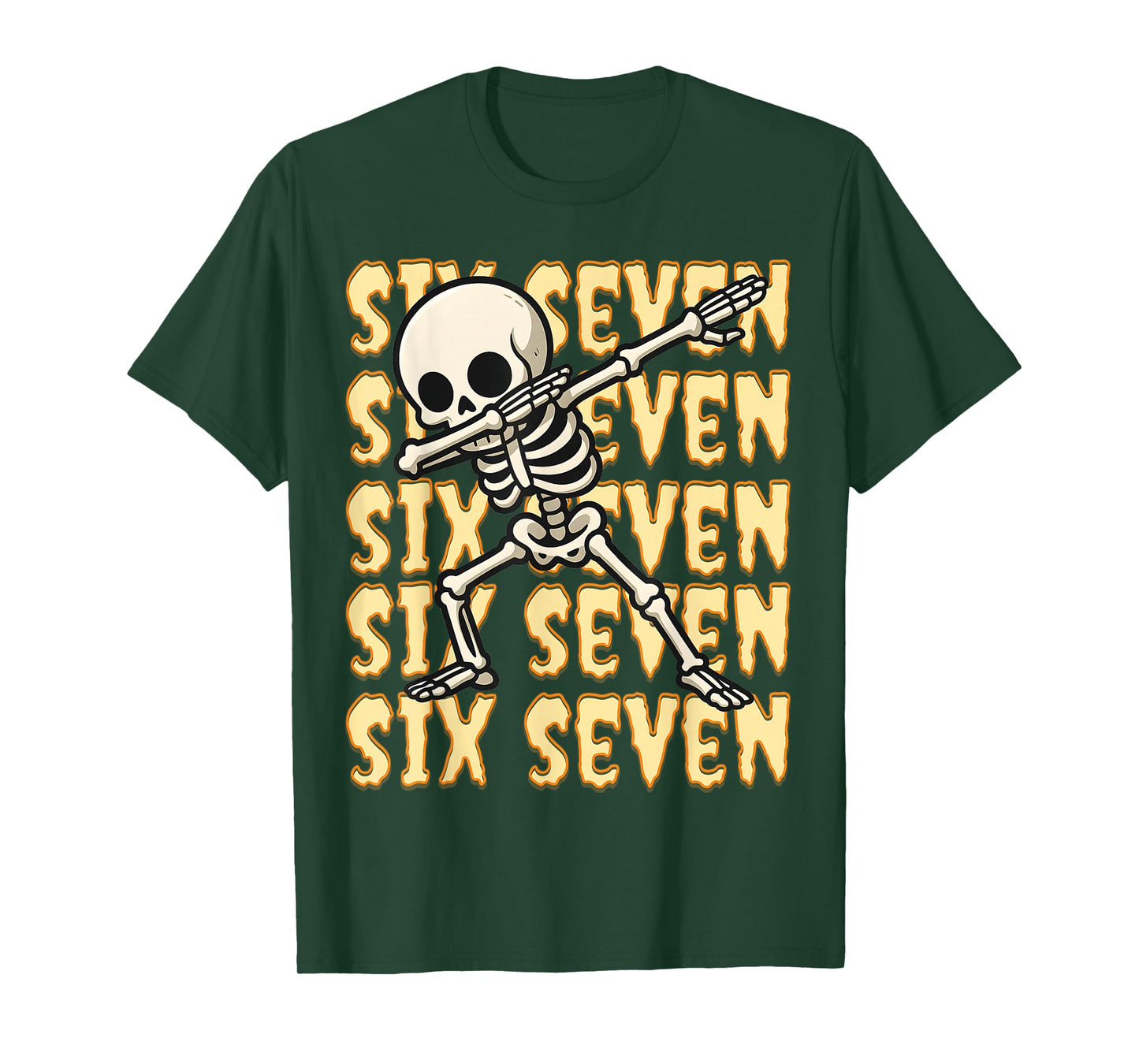 67 Halloween Funny Six Seven Meme Brainrot Skeleto Kids Boys T-Shirt