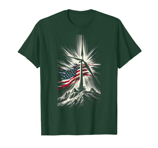 Wind Turbine Technician American Flag T-Shirt