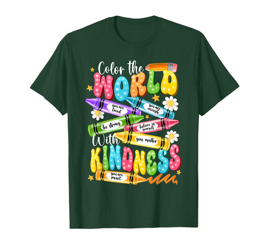 Color The World with Kindness Teacher Funny Back to School T-Shirt
