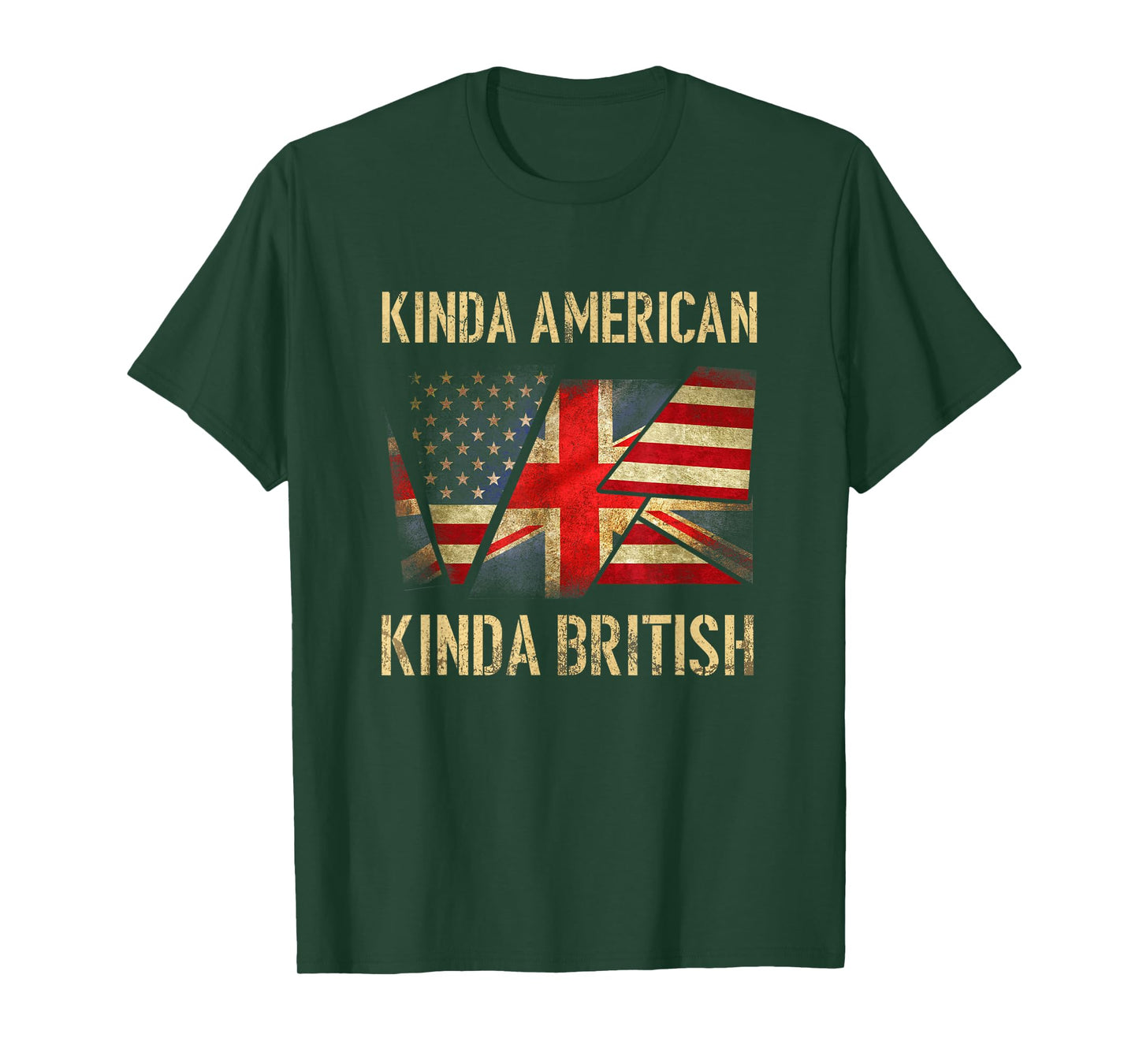 Kinda American Kinda British Dual Citizenship US UK Flag T-Shirt