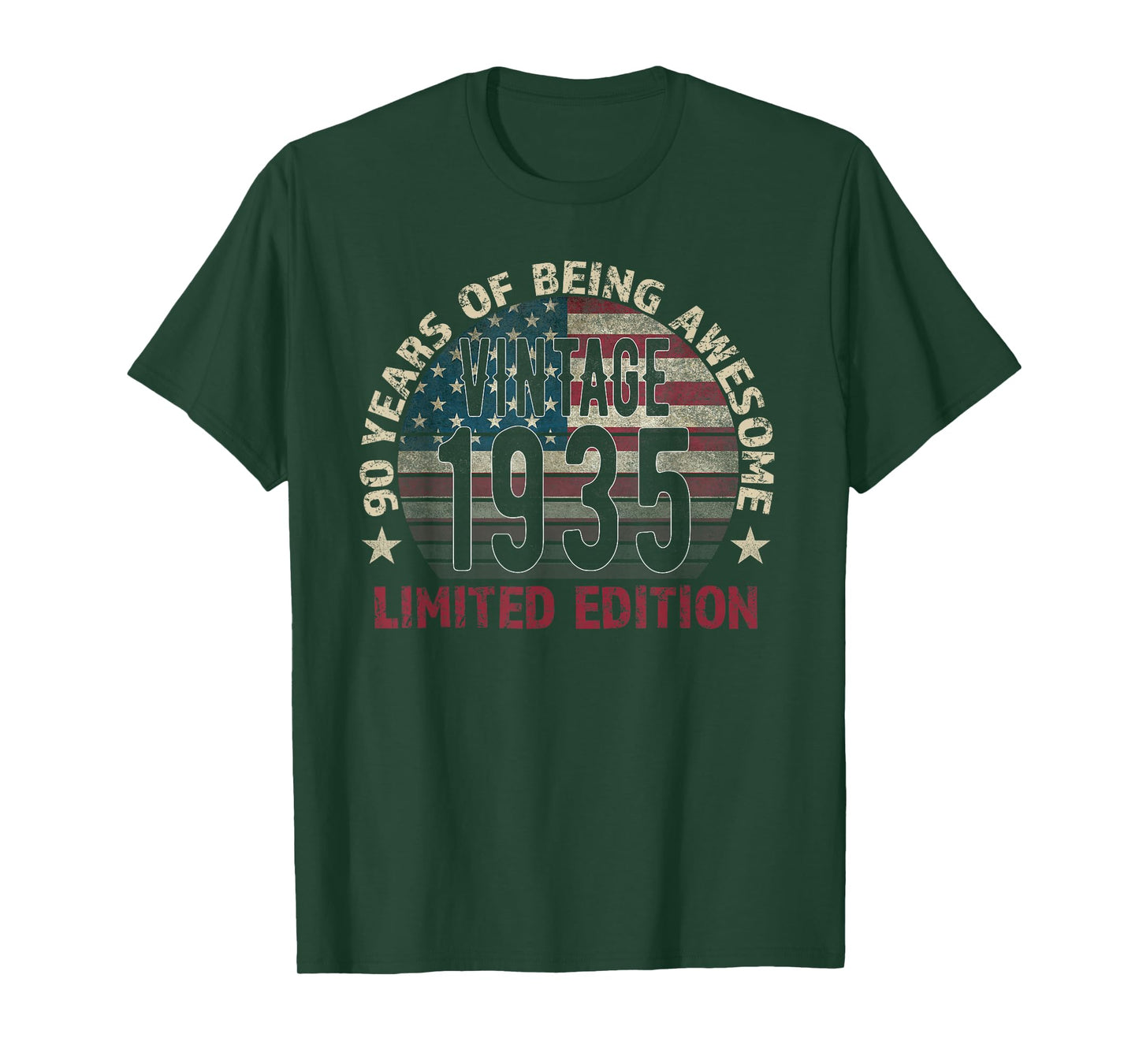 90th Birthday Gift Men Vintage Born 1935 Turning 90 Year Old T-Shirt