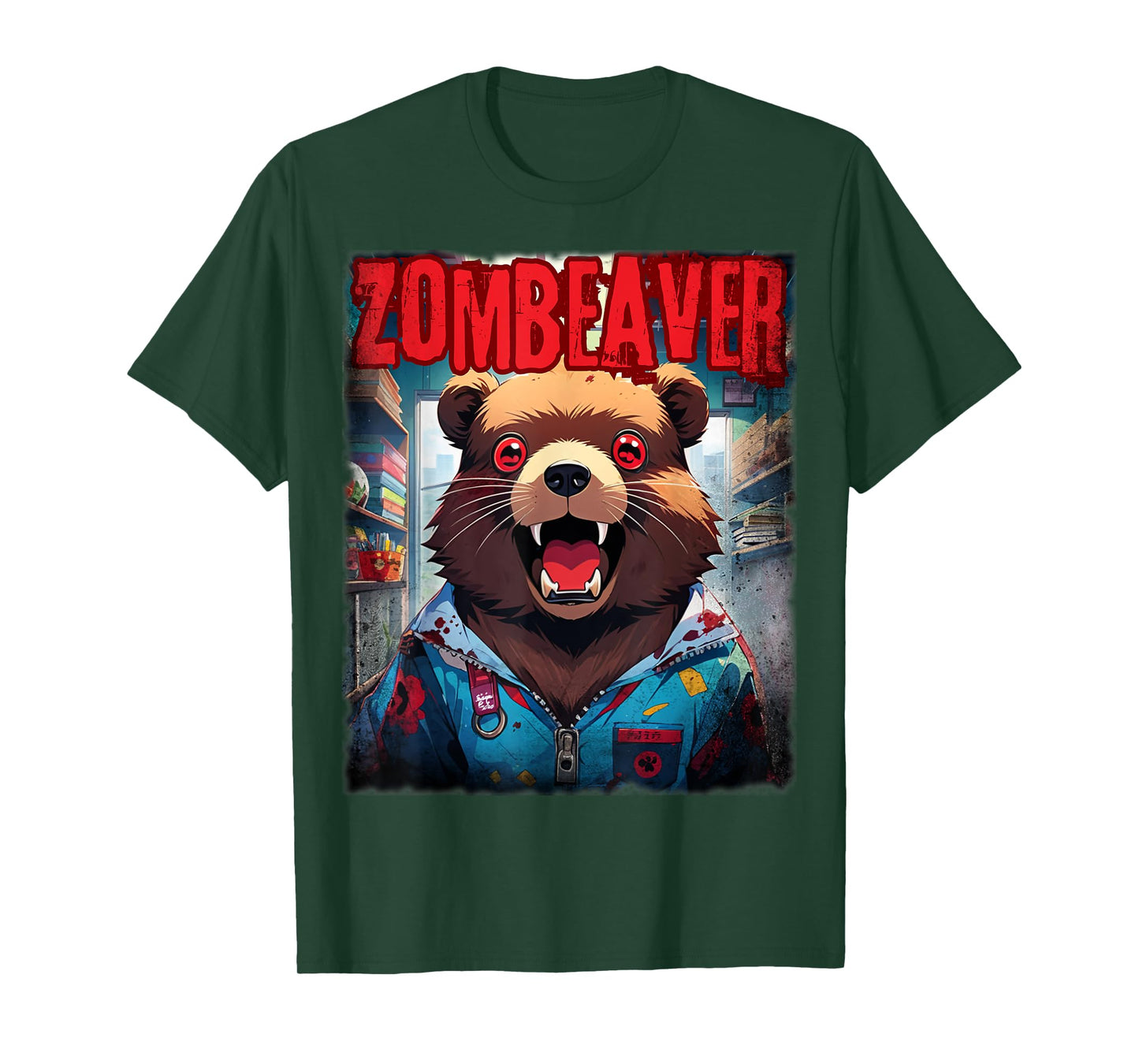 Cute Zombie Beaver Zombeaver Scary Animal For Halloween T-Shirt