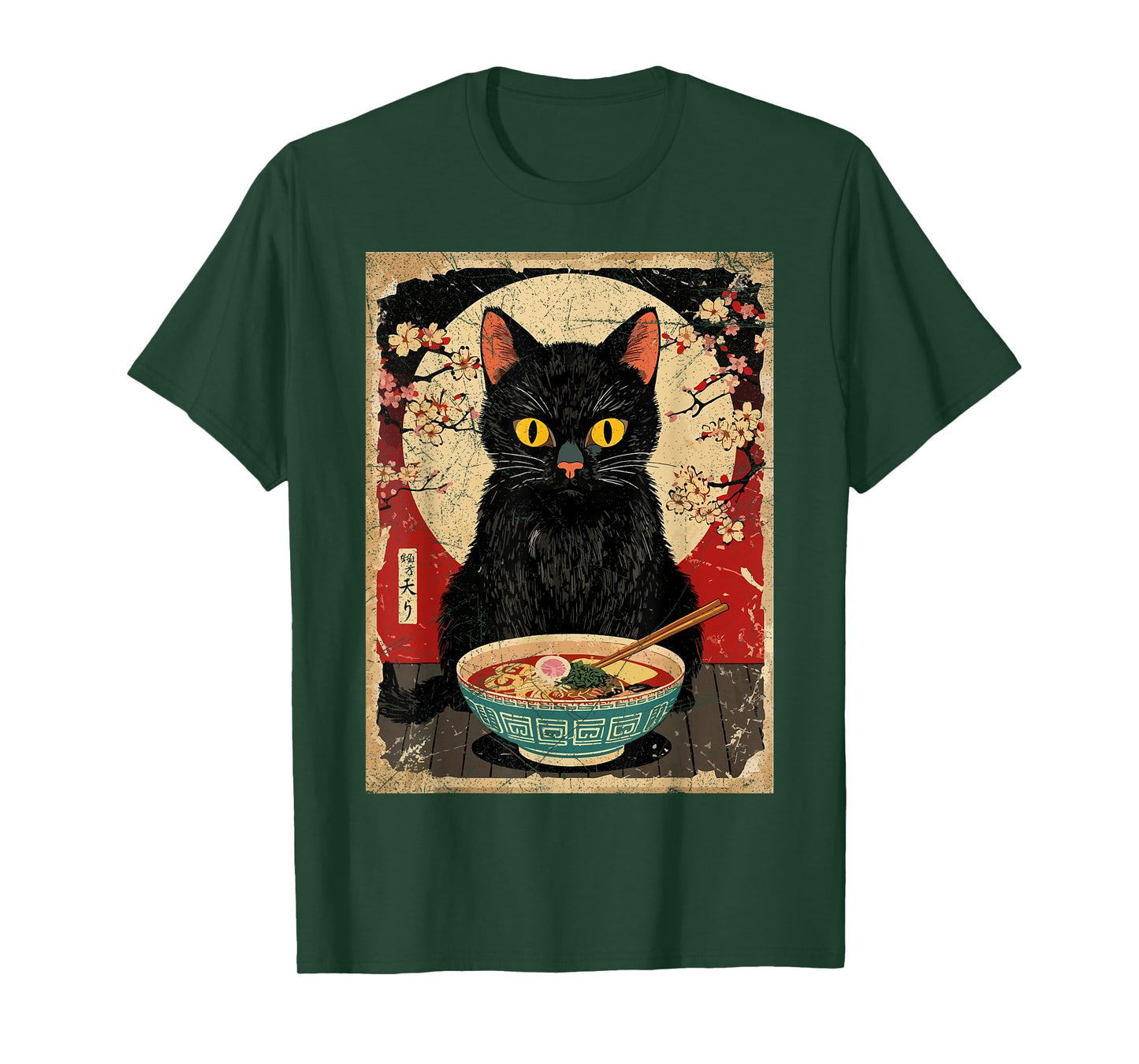 Kawaii Cat Eating Ramen Noodles Funny Anime Gift Girls Teens T-Shirt
