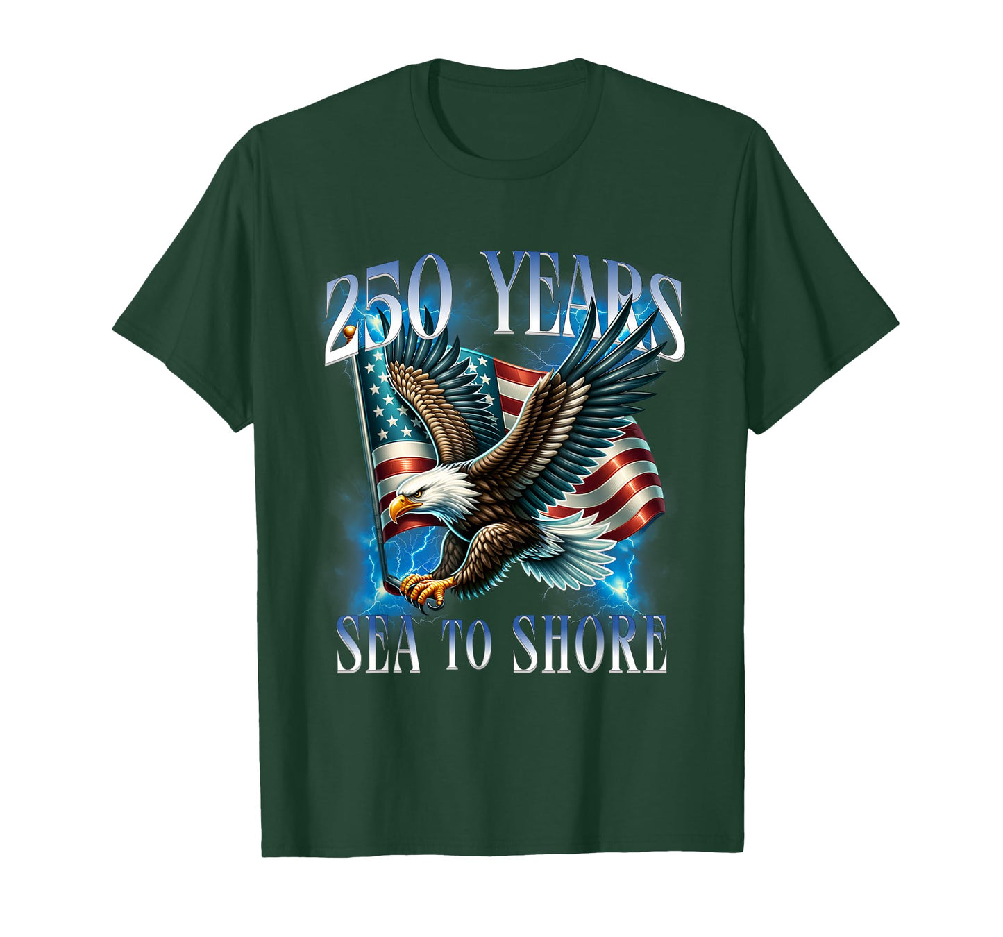 250 Years Sea to Shore Eagle and Flag Military 250th T-Shirt