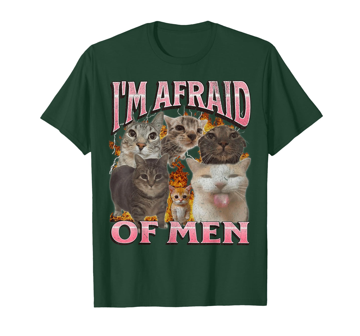 I'm Afraid Of Men Funny Cat Meme Bootleg Graphic T-Shirt