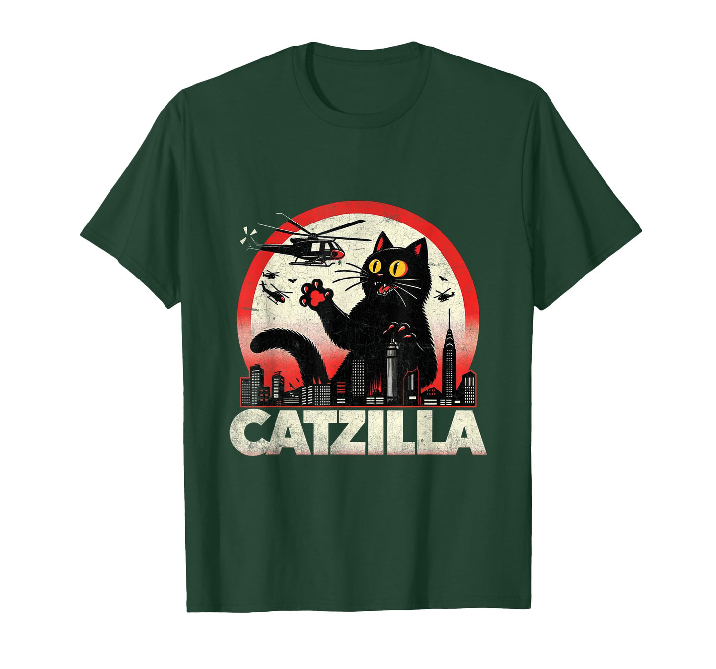 Retro Catzilla Cat Lovers Graphic Gifts Cat Mom Dad Catzilla T-Shirt